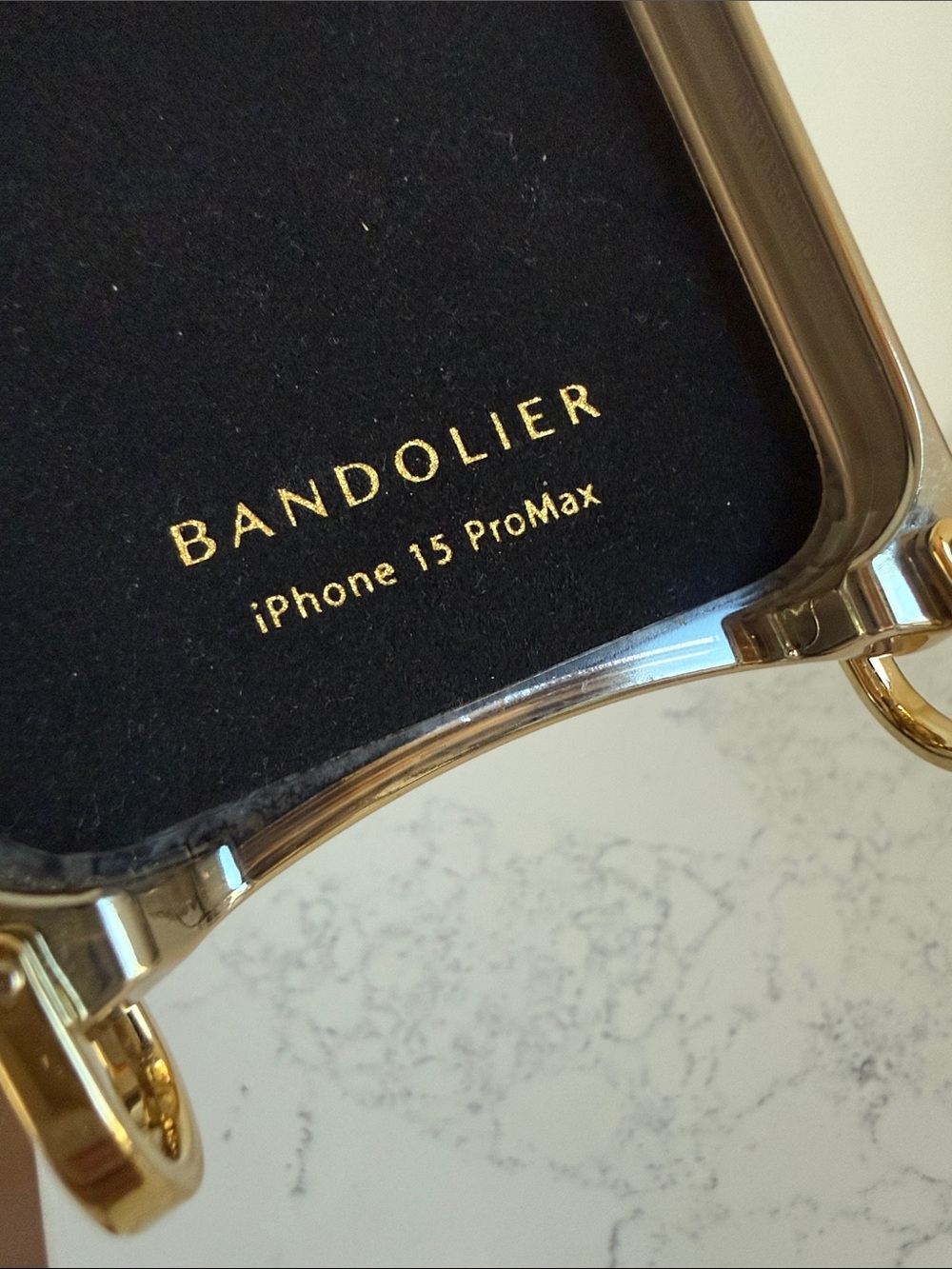 Bandolier Black Crocodile-Embossed Phone Case IPHONE 15 ProMax Gold Hardware - Picture 10 of 10